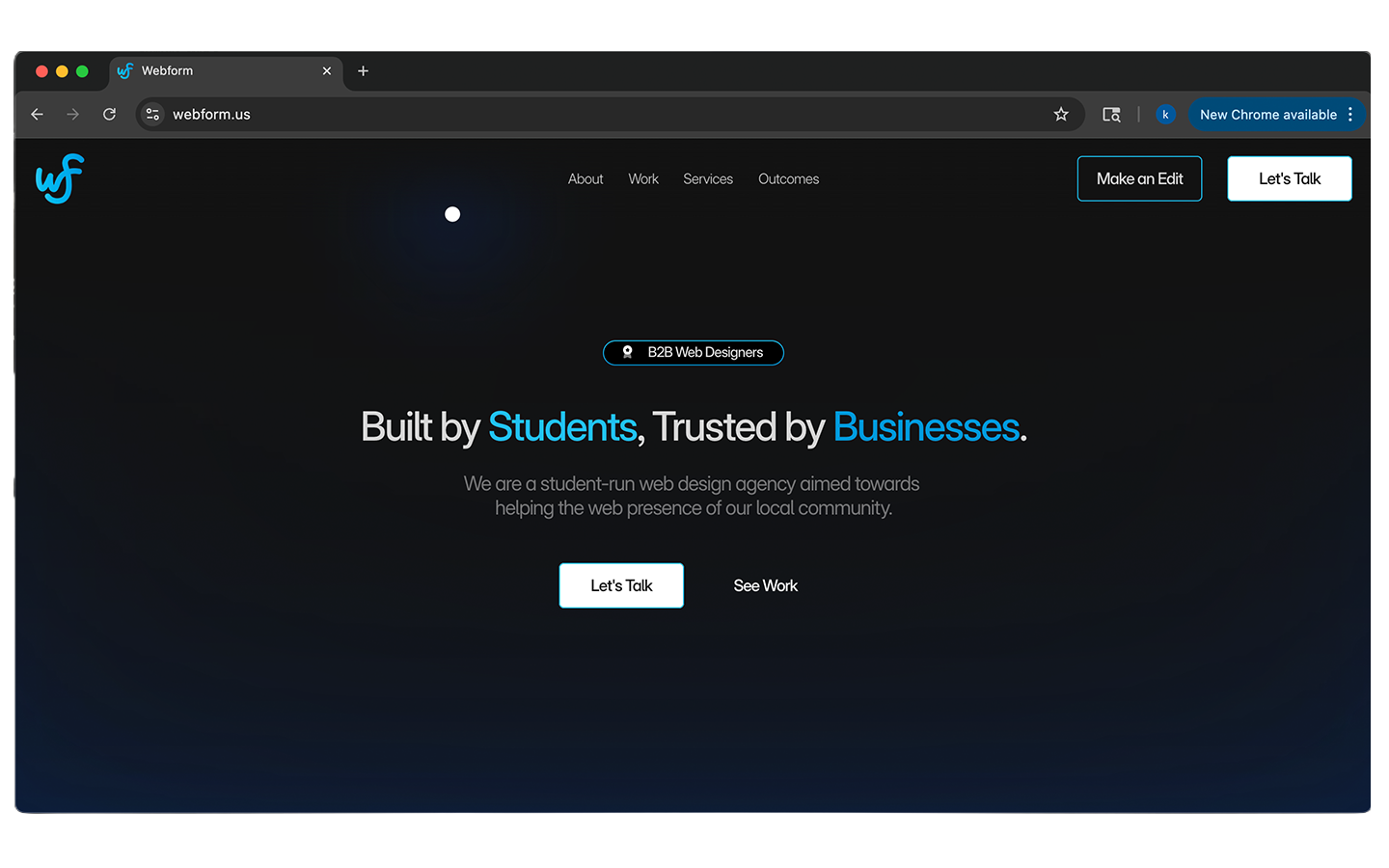 Webform homepage hero section